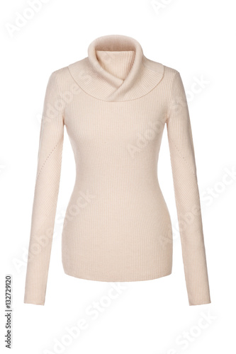 Beige woman's sweater isolated on white © mstudio
