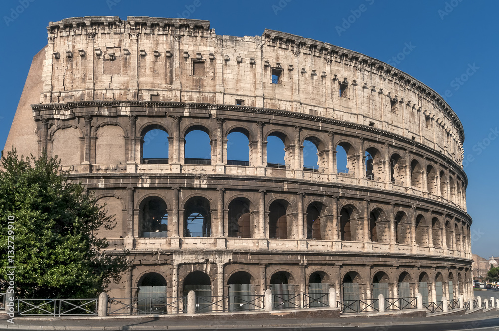 Beautiful view of the Colosseum on a sunny day, Rome, Italy