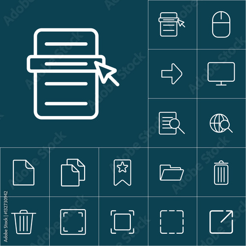 thin line menu scrolling icon on blue background, web icons set