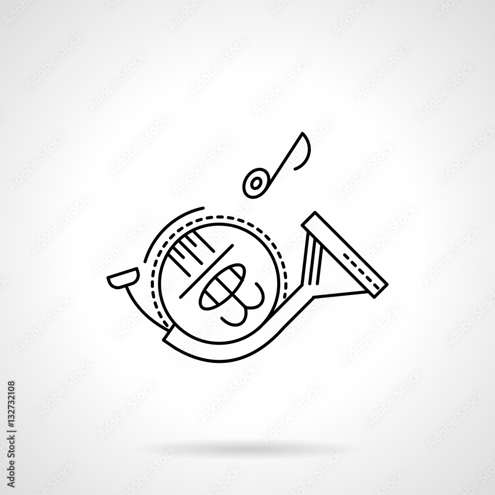 French horn flat line vector icon French horn flat line vector icon