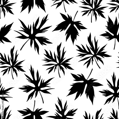 Seamless pattern with leaves and petals.