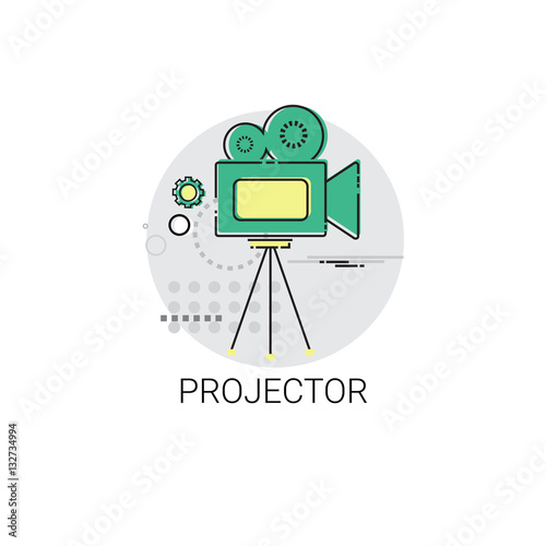 Retro Movie Projector Film Cinema Icon Vector Illustration