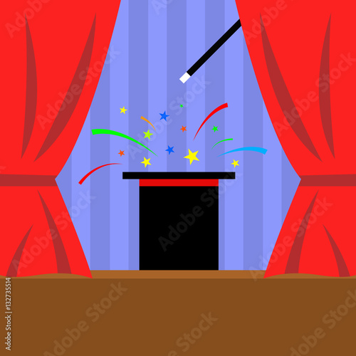 Magician shows the focus of the hat