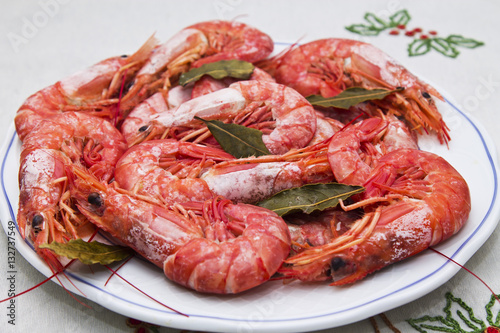 Prawns on the table plate