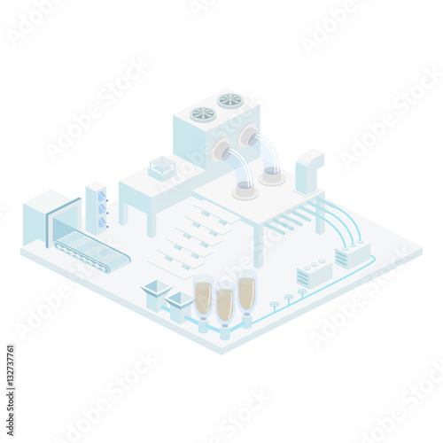 Isometric factory or laboratory icons set vector illustration