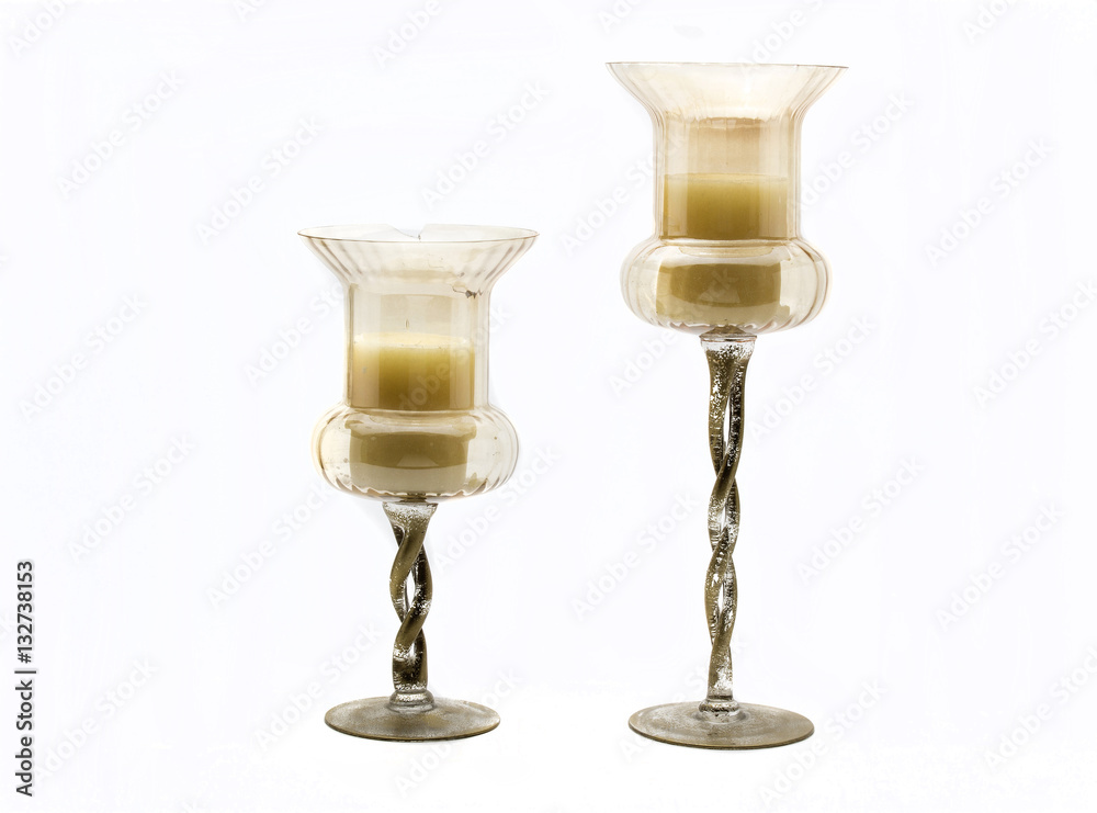Relaxing aromatic candles for spa on white background Relaxing aromatic candles for spa on white background
