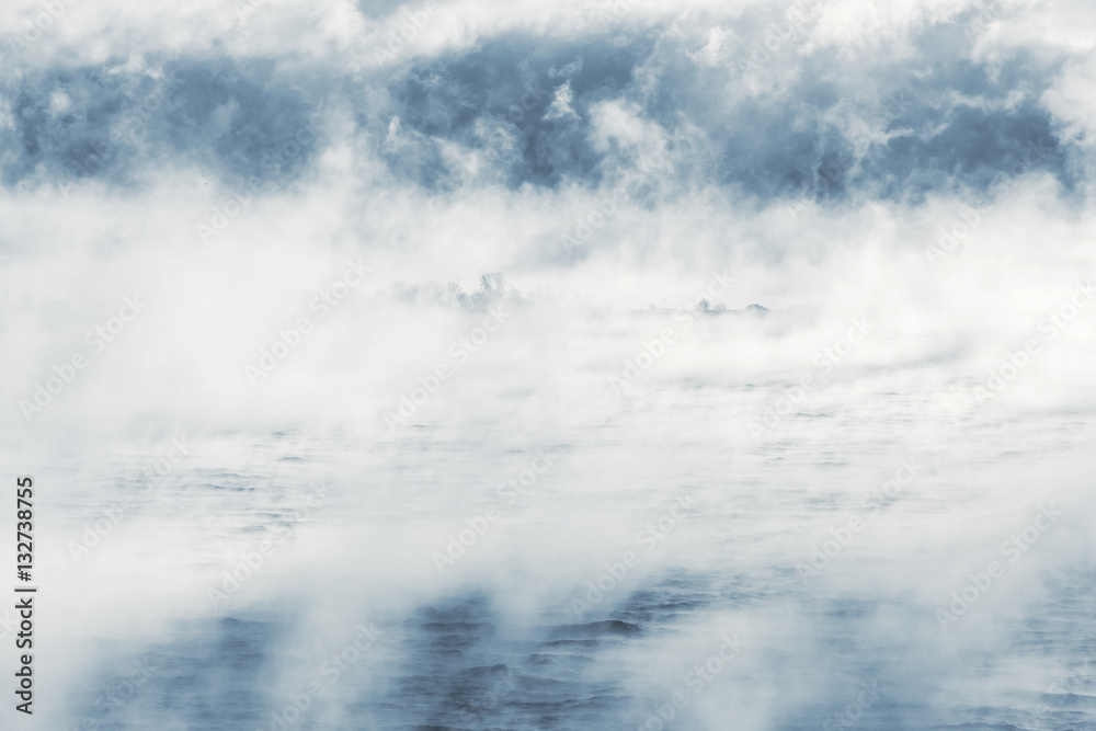 Fototapeta premium Island in a steamy water