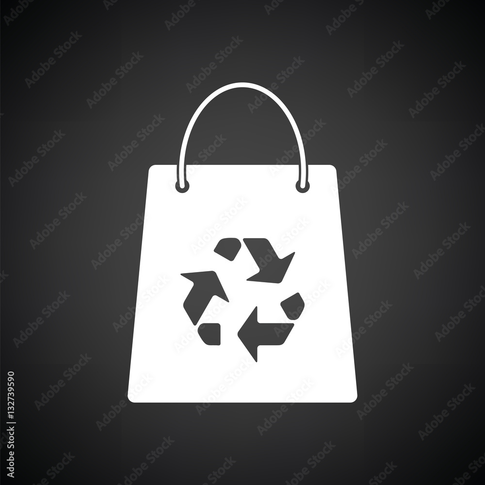 Shopping bag with recycle sign icon Shopping bag with recycle sign icon
