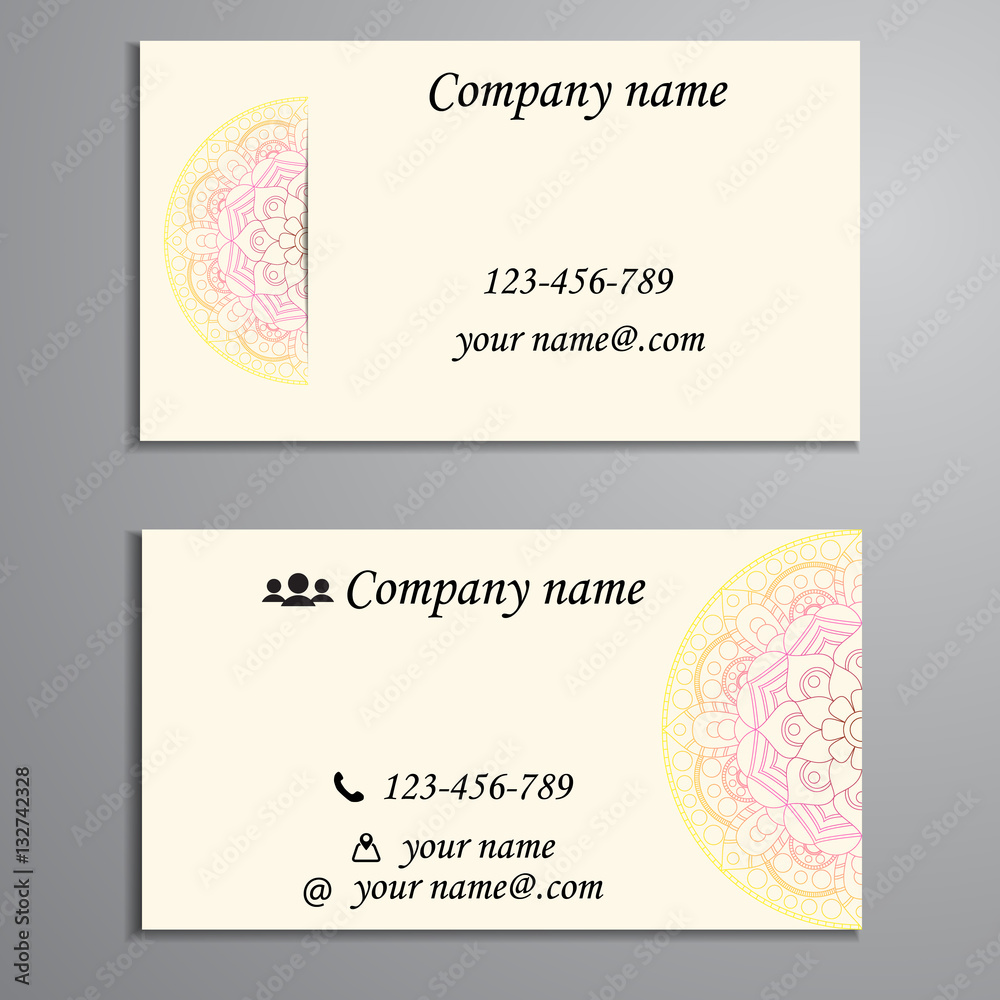 Fototapeta premium Invitation, business card or banner with text template. Round fl