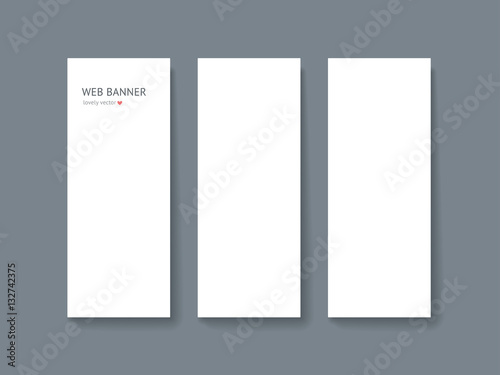 Paper card mock up with shadow isolated on dark gray background, business roll up banner. Realistic vector mockup. Template for designer portfolio presentation, business identity