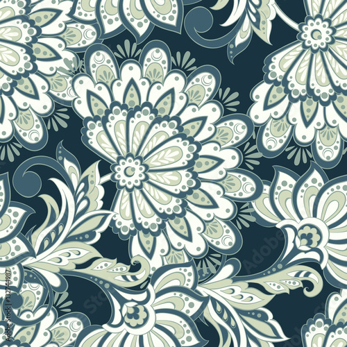 vintage pattern in indian batik style. floral background