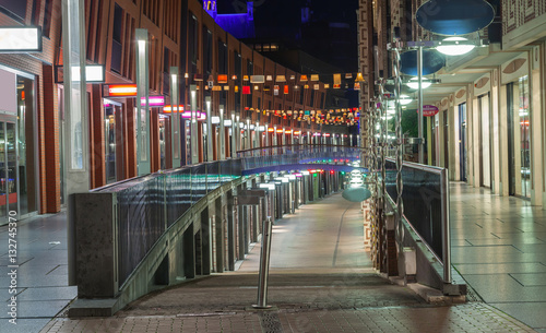 Shopping street at night in Nijmegen, The Netherlands
