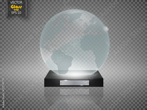 Empty glass trophy awards vector set. Glossy transparent  for award illustration