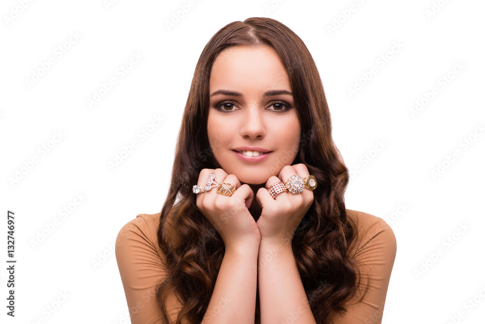 Naklejka premium Young woman in beauty concept isolated on white