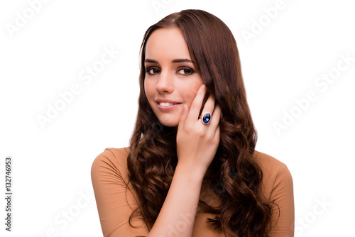 Young woman in beauty concept isolated on white