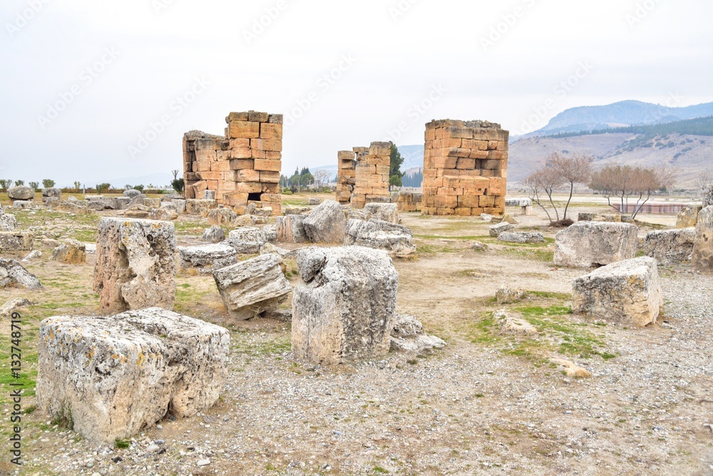 Ruins of Hierapolis City in Pamukkale, Turkey