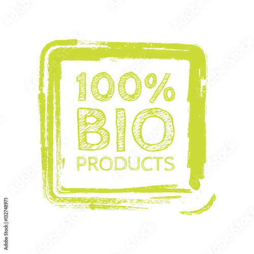Grunge bio 100 percent natural rubber stamp, vector illustration