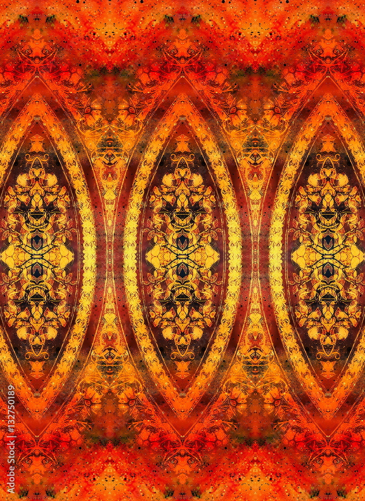 filigrane floral ornament on abstract backgrond, computer collage.