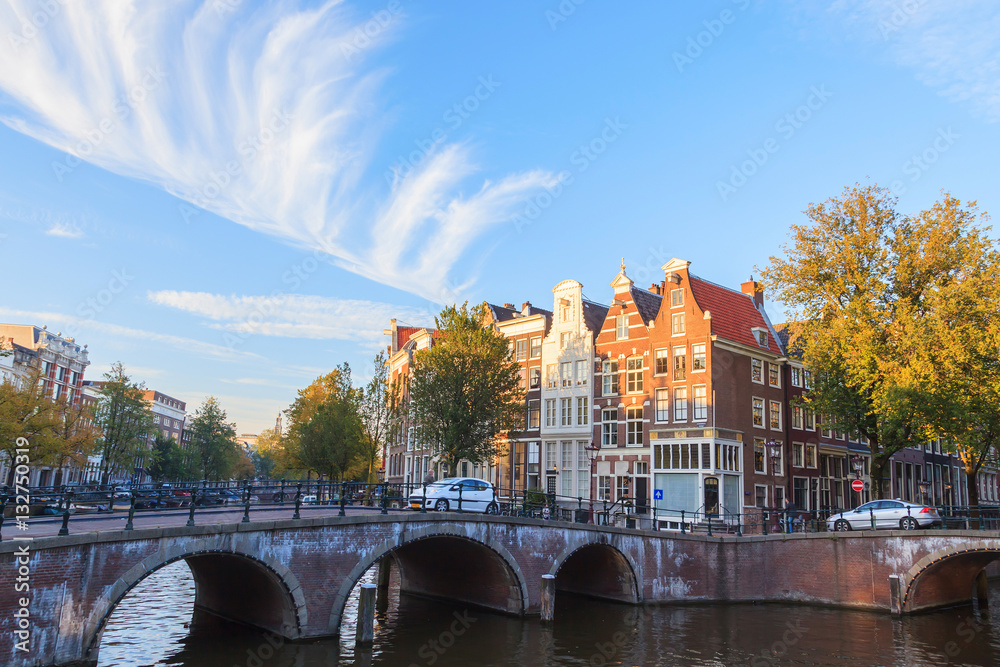 Bridge over canal in Amsterdams, The Netherlands