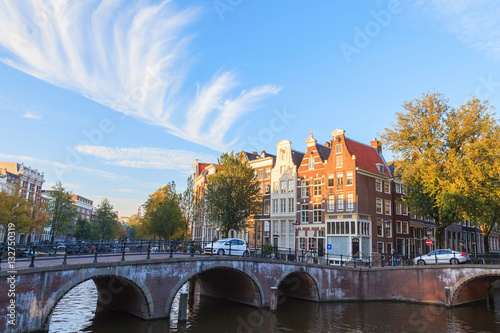 Bridge over canal in Amsterdams, The Netherlands