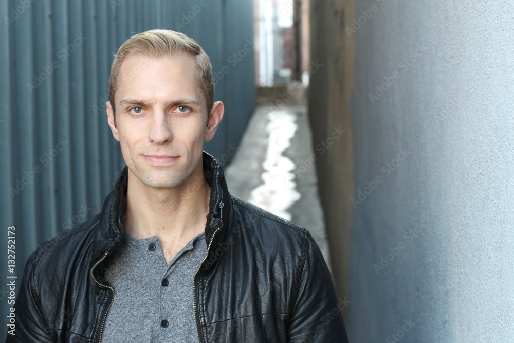 Handsome blond man close up with copy space Handsome blond man close up with copy space