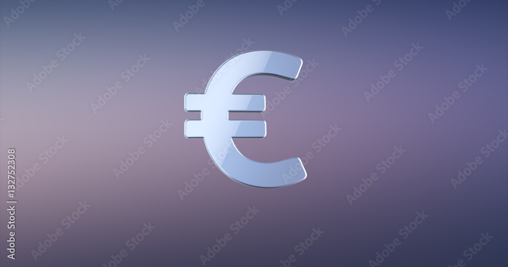 Fototapeta premium Euro sign Silver 3d Icon