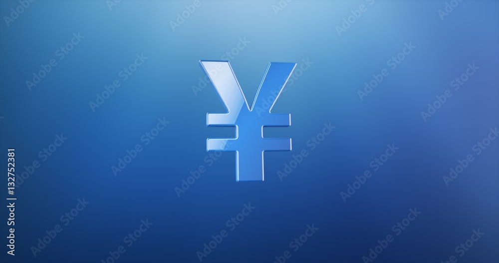 Obraz premium Japanese yen Blue 3d Icon