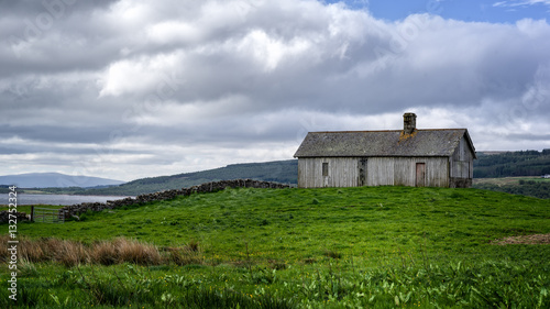 A lonely shed in Scotland near the coast.