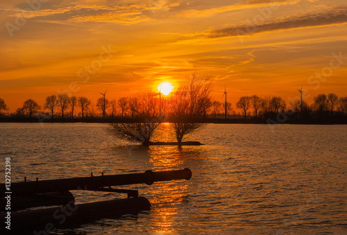 Sunset at cold winterday photo