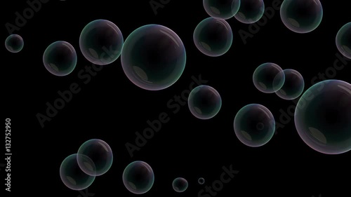 Soap bubbles seamless loop animation with alpha matte on a black background