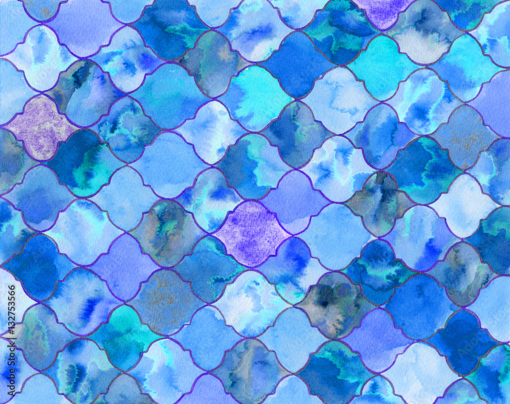 Quatrefoil. Real watercolor illustration