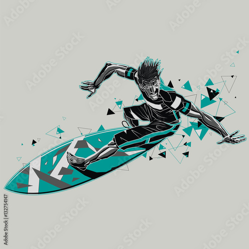 Surfer with a graphic trail