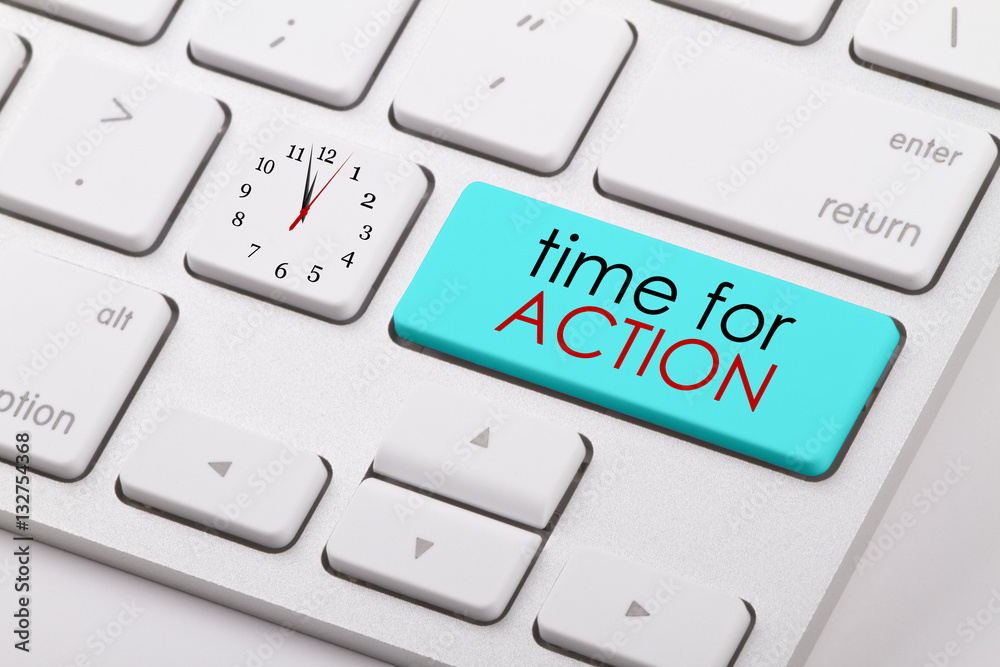 Time for action written on computer keyboard. Time for action written on computer keyboard.