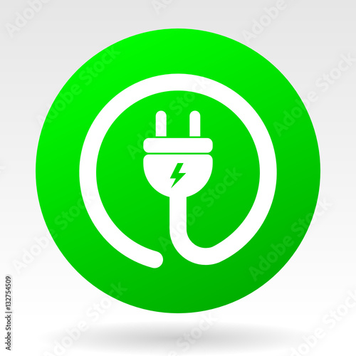 Eco electric plug green vector icon.