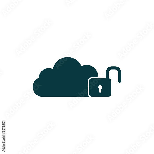 cloud unlock icon, vector illustration