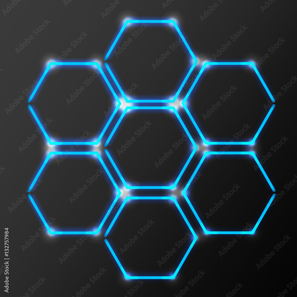Neon Honeycomb networks. Vector illustration Neon Honeycomb networks. Vector illustration
