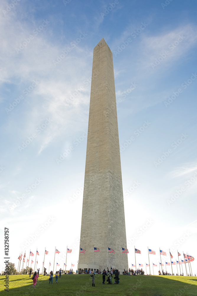 Washington Monument and circle of flags in Washington DC