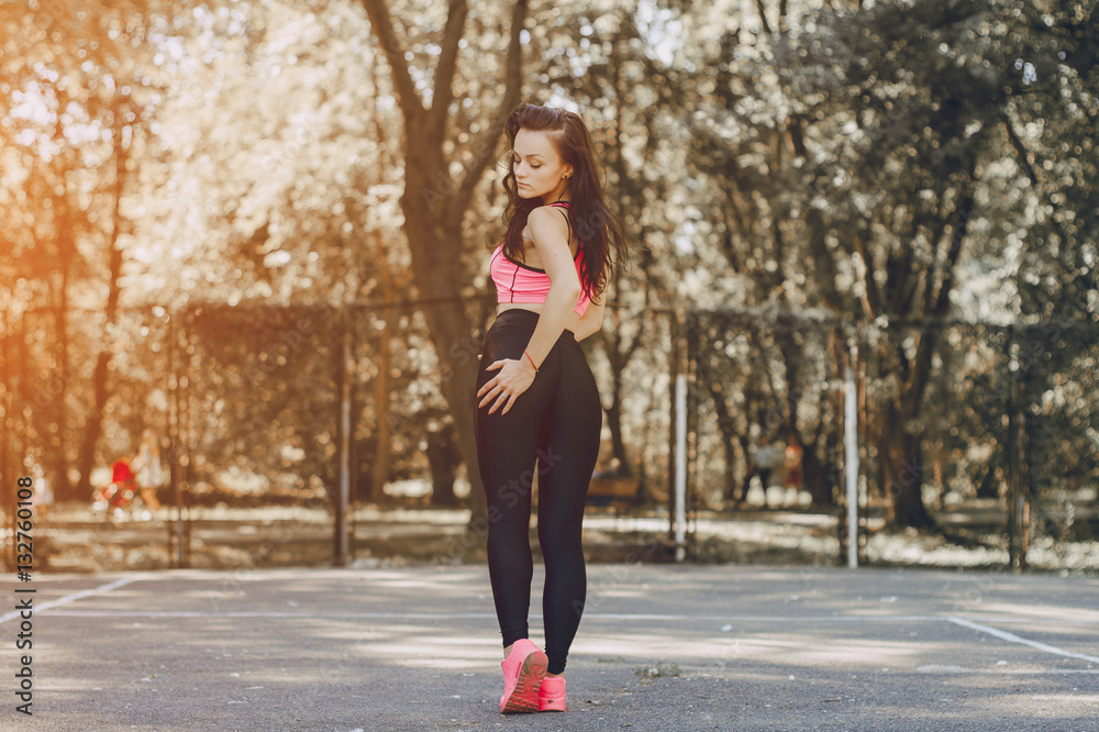 sports girl in park sports girl in park