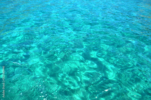 Blue water. Background of the turquoise transparent Mediterranean sea