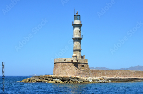The view on old venetian lighthouse in Chania, Crete