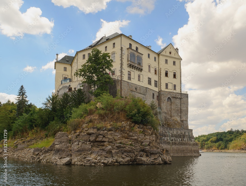 Castle Orlik nad Vltavou. The castle is located above the dam Orlik in Czech Republic.