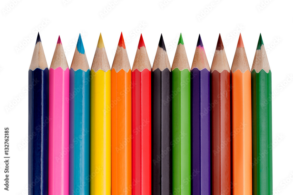 Ten coloured pencils iisolated on the white background Ten coloured pencils iisolated on the white background