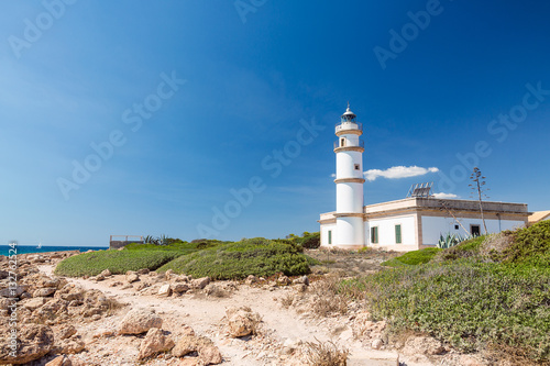 Lighthouse at Cap de Ses Salines. Mallorca island  Spain.This lighthouse is located at the southernmost point of Mallorca.