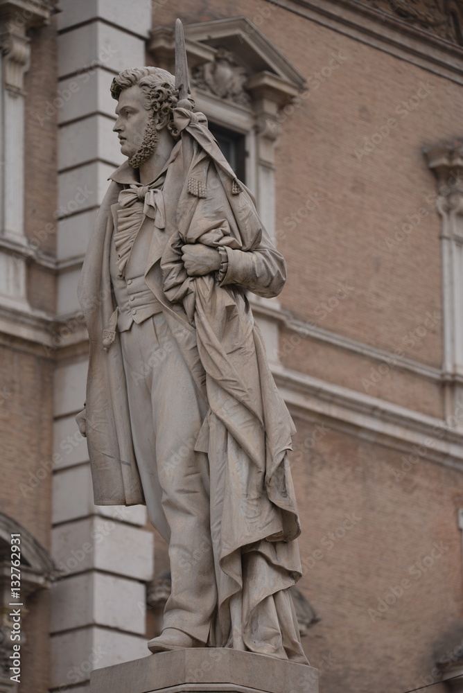 Ciro Menotti statue, italian patriot,  Piazza Roma, Modena
