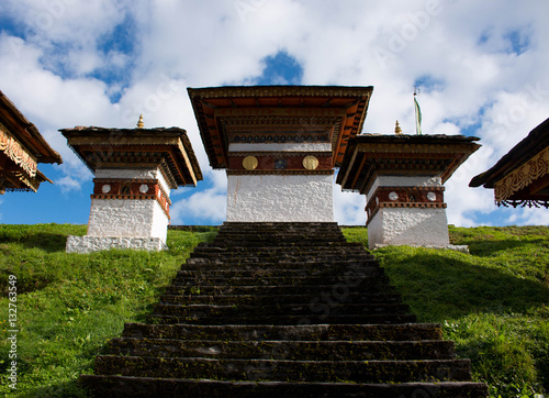 Bhutan Punakha 101 chortens hill monuments temple architecture