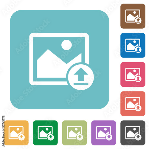 Upload image rounded square flat icons