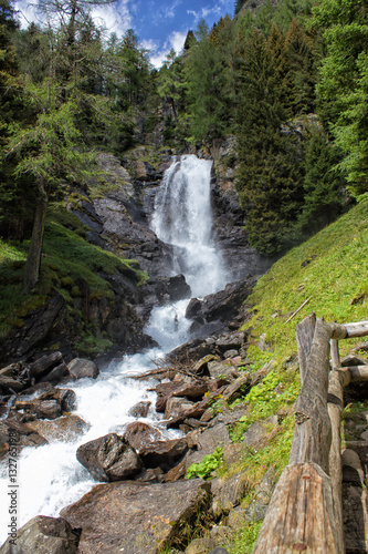 the waterfall in the woods forest