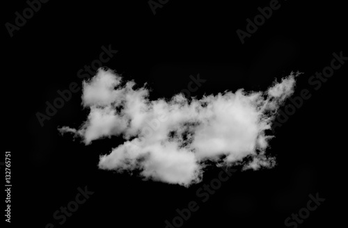 Single white cloud isolated on black background