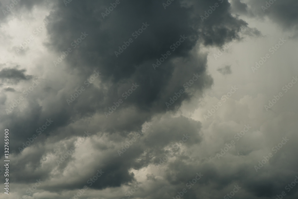 Dark sky and black clouds before rainy, Dramatic black cloud and thunderstorm