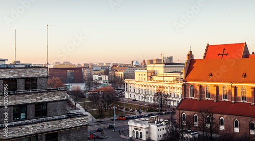 Old Town roofs at sunset. Europe, Poland photo
